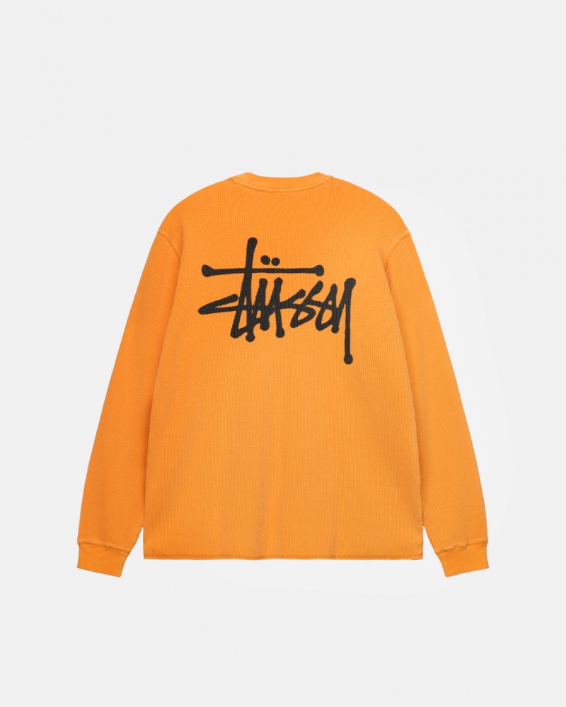 Stussy Basic Stock Ls Thermal - Mens Long Sleeve Knit Abrikos | XDKGW29826