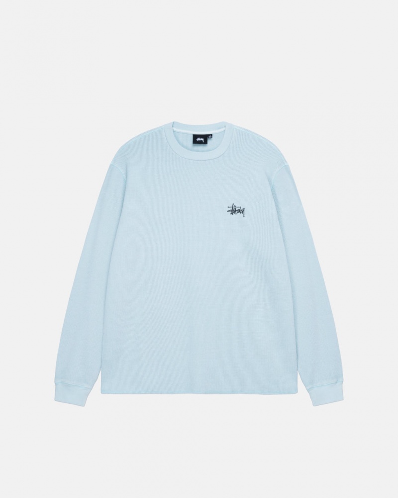 Stussy Basic Stock Ls Thermal - Mens Long Sleeve Knit Lyseblå | SDKVO21354