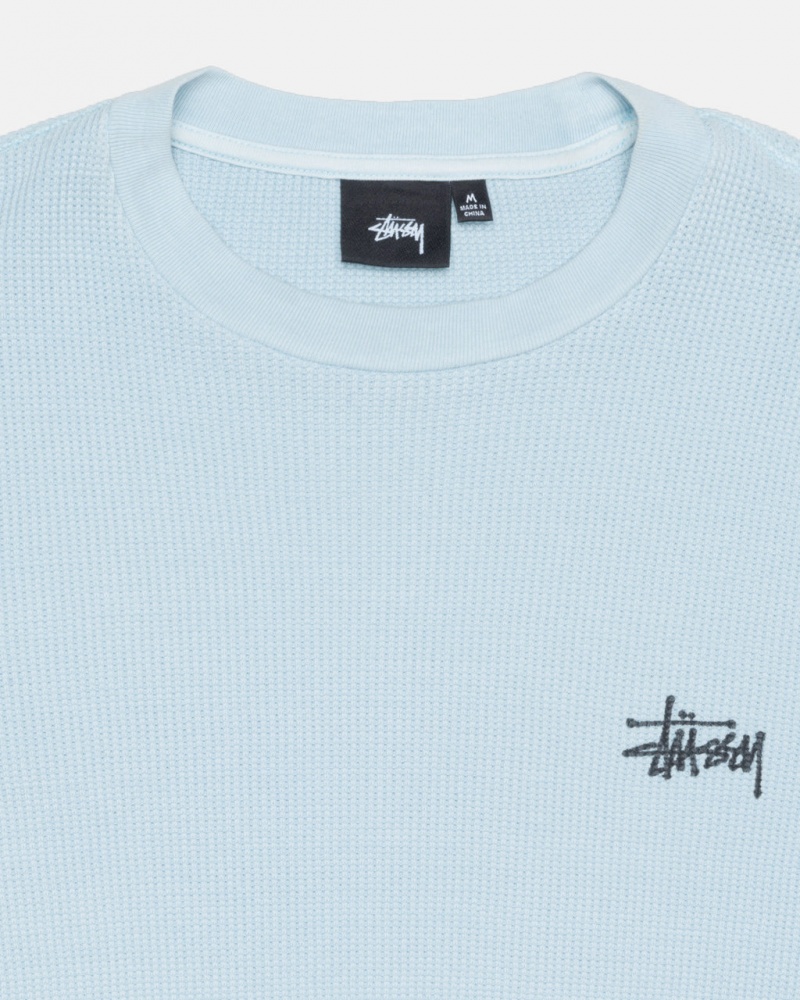 Stussy Basic Stock Ls Thermal - Mens Long Sleeve Knit Lyseblå | SDKVO21354