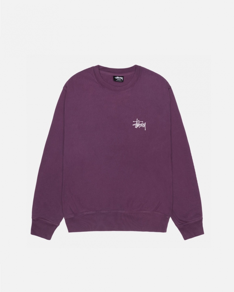 Stussy Basic Stussy Crew Pigment Dyed - Unisex Hoodies Lilla | DKEAH19031