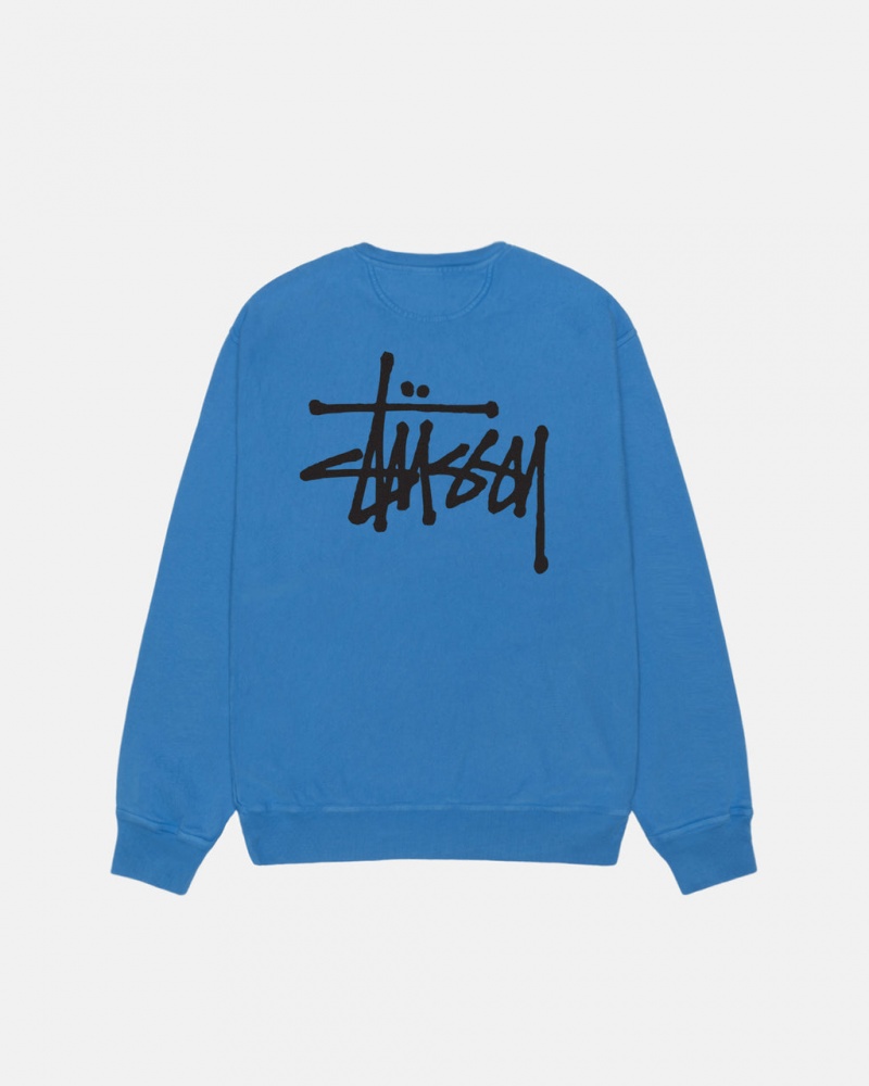 Stussy Basic Stussy Crew Pigment Dyed - Unisex Hoodies Blå | PDKER39095