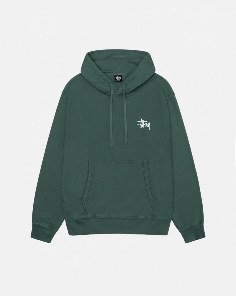 Stussy Basic Stussy Hoodie Pigment Dyed - Unisex Hoodies Grøn | DKQAV83520