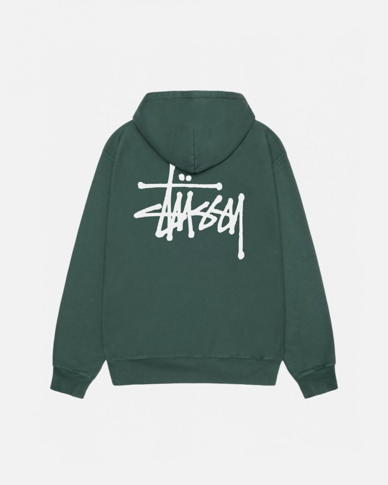 Stussy Basic Stussy Hoodie Pigment Dyed - Unisex Hoodies Grøn | DKQAV83520