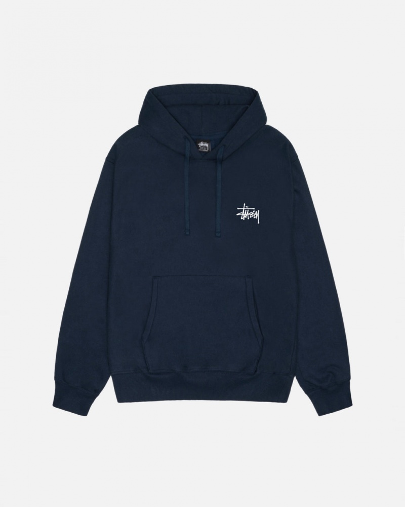 Stussy Basic Stussy Hoodie - Unisex Hoodies Mørkeblå | QDKWA26177