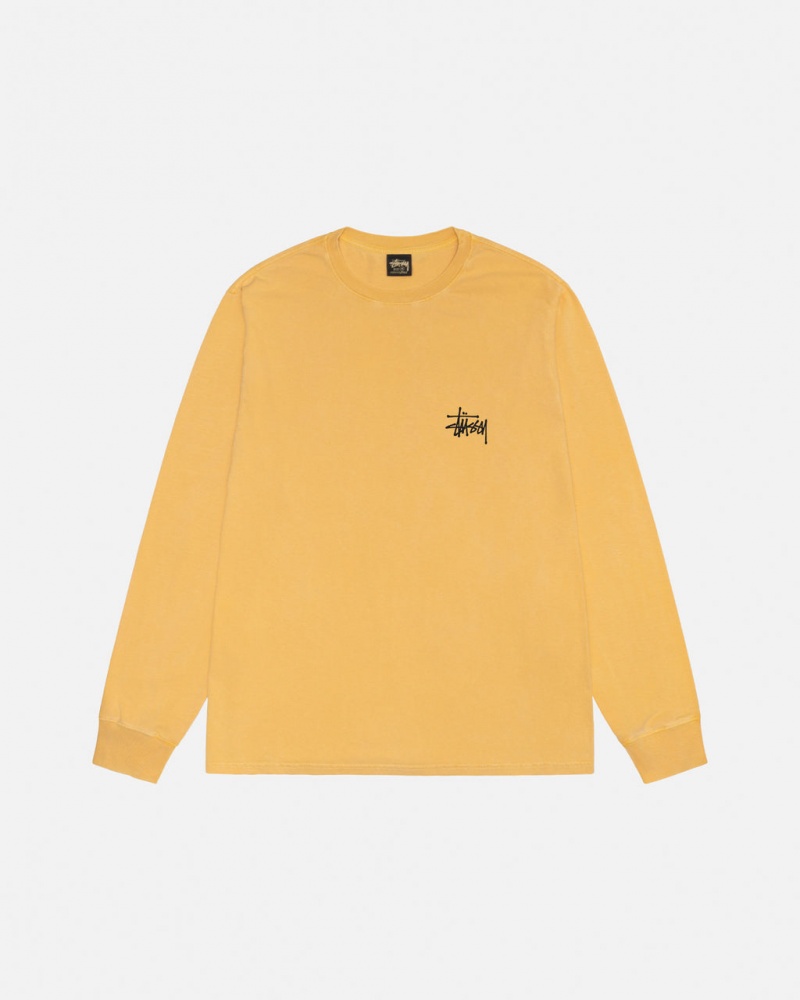 Stussy Basic Stussy LS Tee Pigment Dyed - Unisex Longsleeve Orange | UDKTG84087