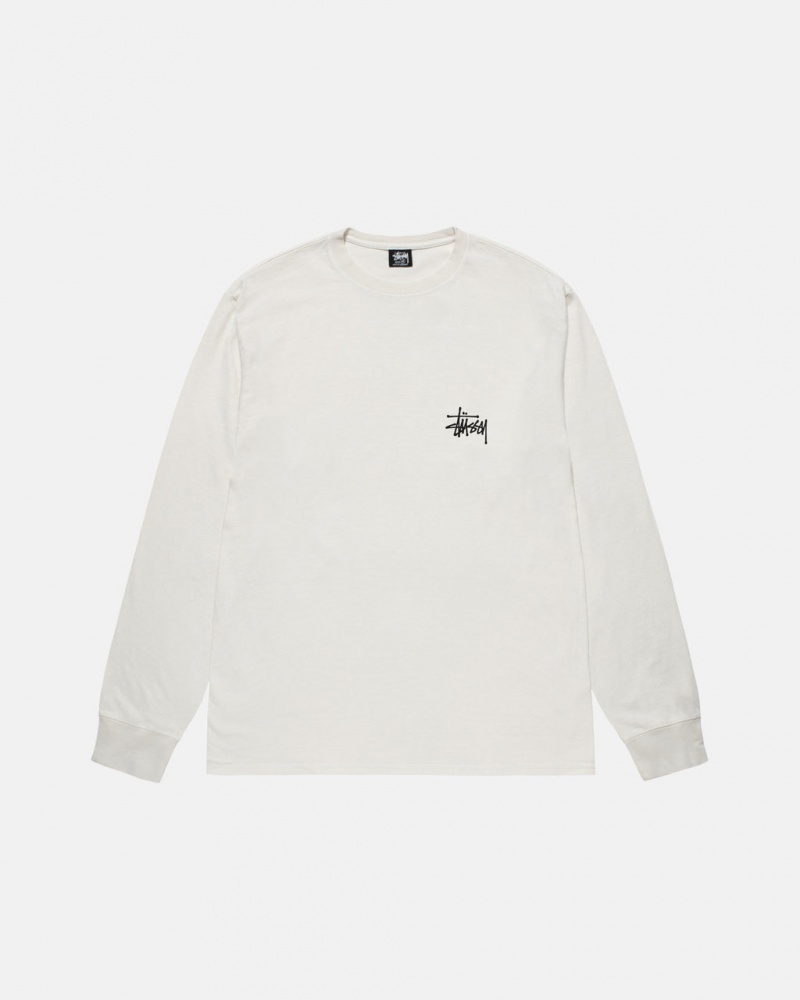 Stussy Basic Stussy LS Tee Pigment Dyed - Unisex Longsleeve Beige | ZDKMJ49071