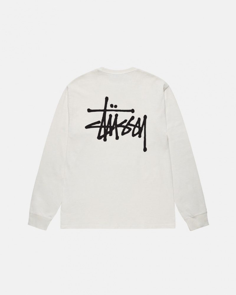 Stussy Basic Stussy LS Tee Pigment Dyed - Unisex Longsleeve Beige | ZDKMJ49071