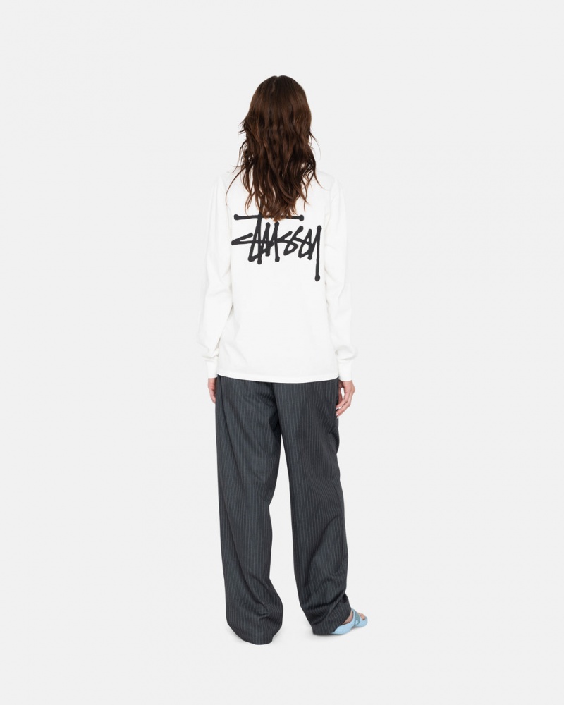 Stussy Basic Stussy LS Tee - Mens Tees Hvide | DKZPD52427