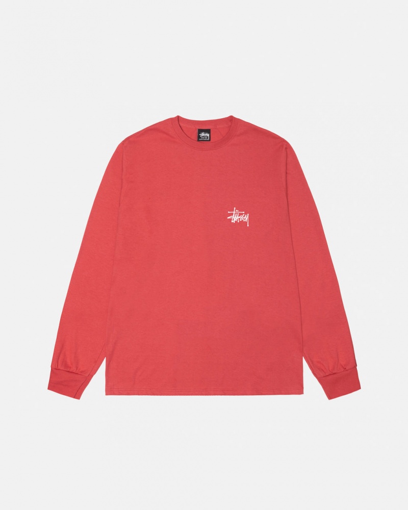 Stussy Basic Stussy LS Tee - Unisex Longsleeve Rød | DKJBT60257