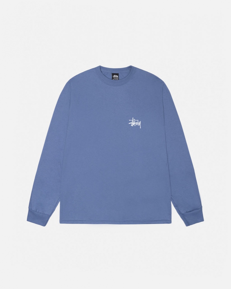 Stussy Basic Stussy Ls Tee - Mens Long Sleeve T-Shirt Blå | DKIIZ63523