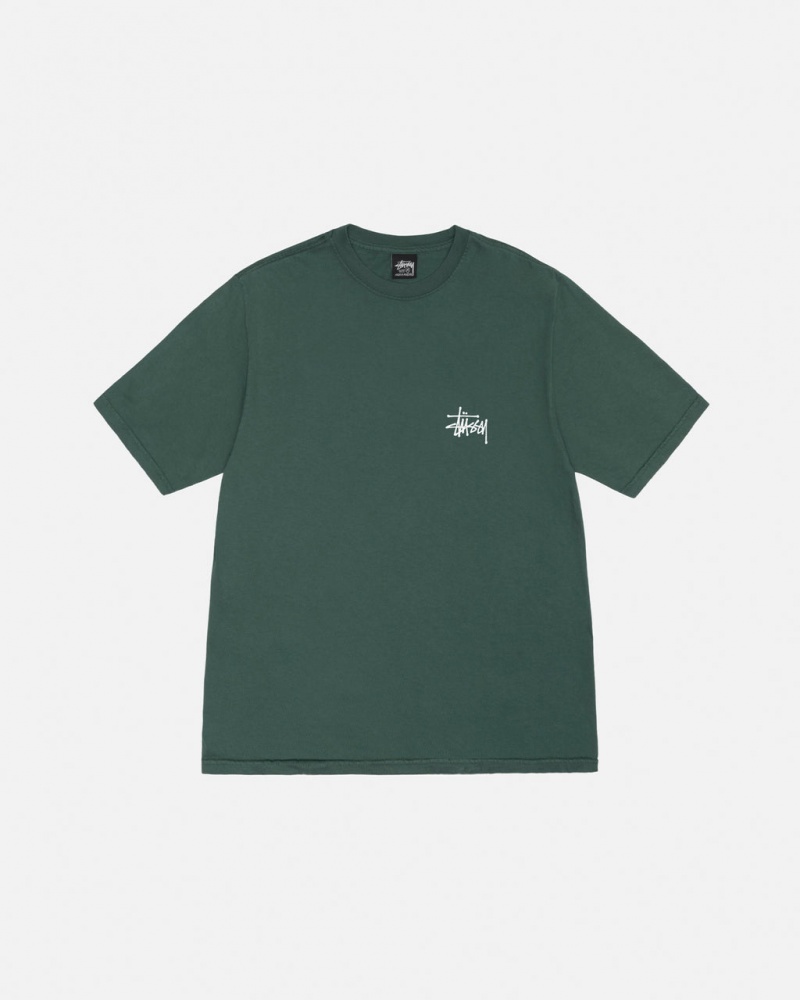 Stussy Basic Stussy Tee Pigment Dyed - Unisex Shortsleeve Grøn | YDKVQ62149