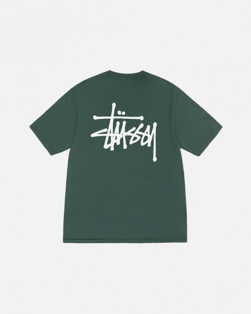 Stussy Basic Stussy Tee Pigment Dyed - Unisex Shortsleeve Grøn | YDKVQ62149