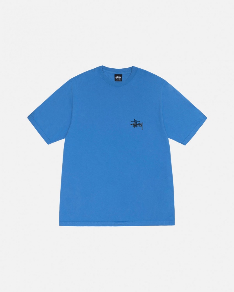 Stussy Basic Stussy Tee Pigment Dyed - Unisex Shortsleeve Blå | ADKWC86951