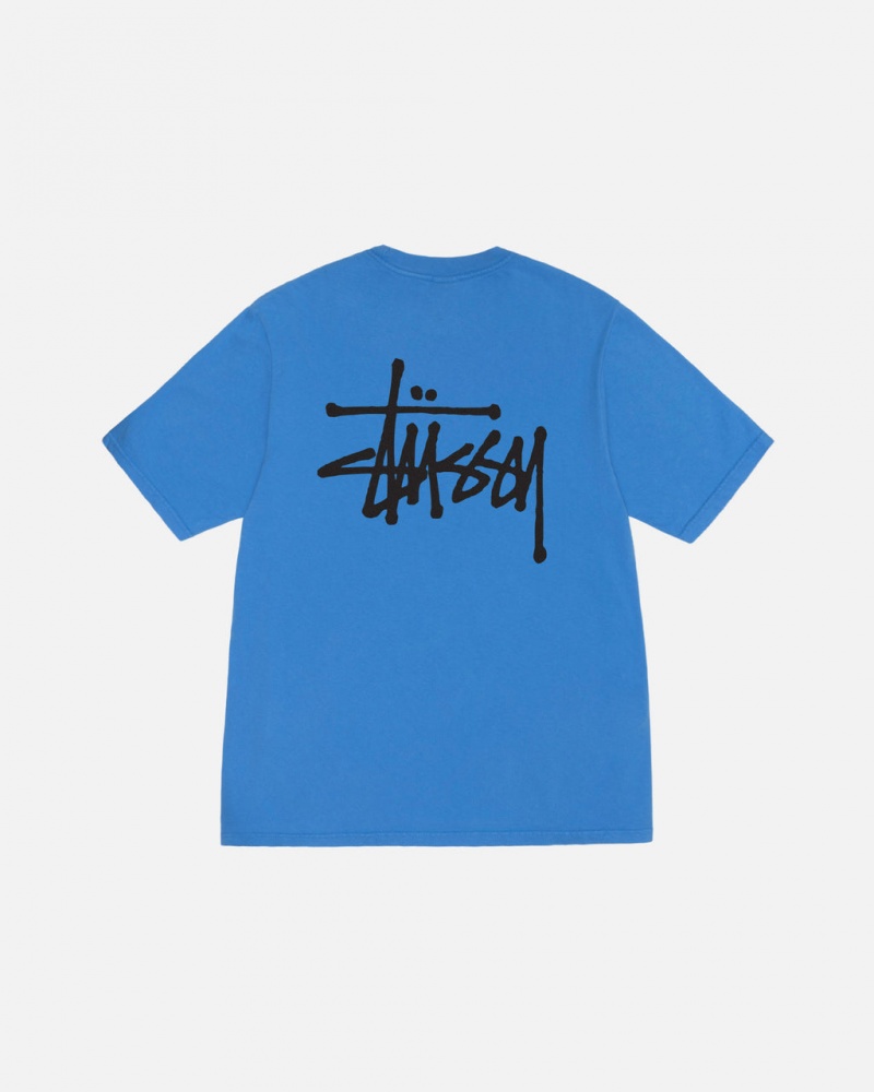 Stussy Basic Stussy Tee Pigment Dyed - Unisex Shortsleeve Blå | ADKWC86951