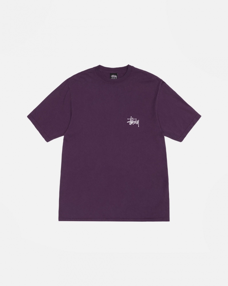 Stussy Basic Stussy Tee Pigment Dyed - Unisex Shortsleeve Lilla | SDKNY98609