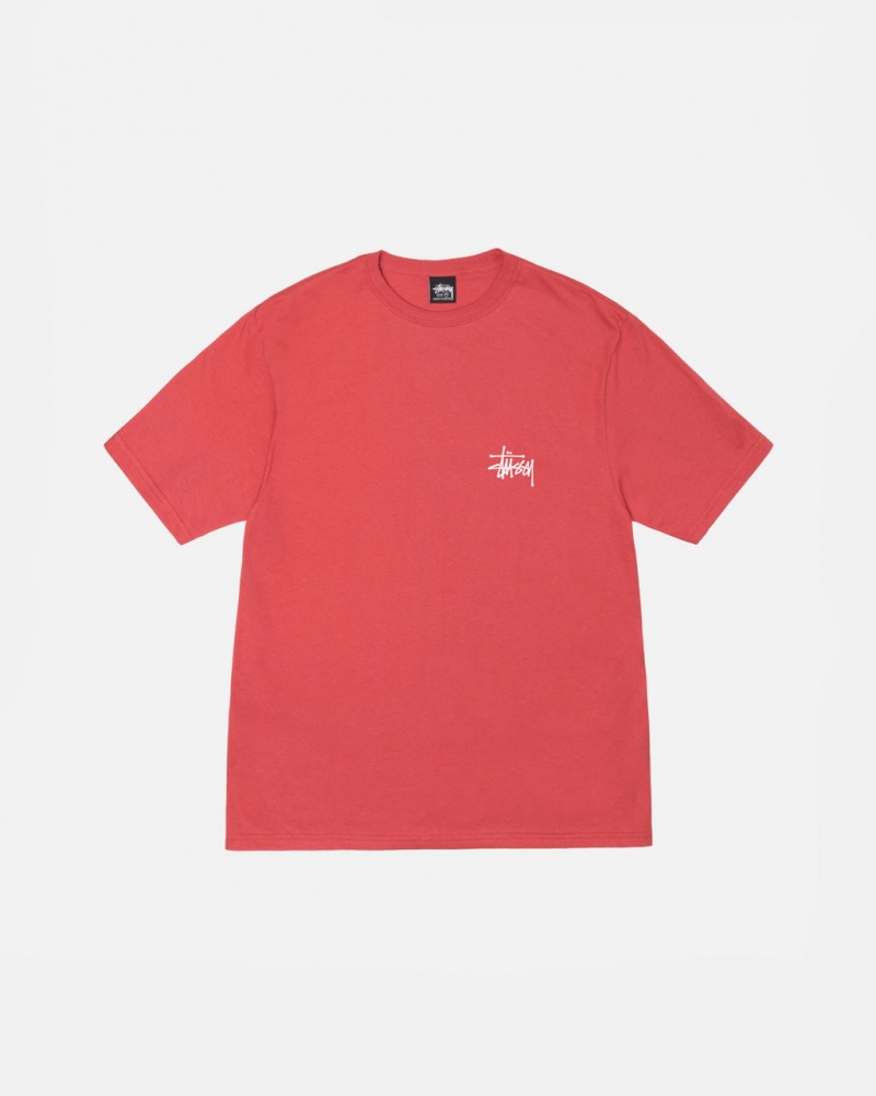 Stussy Basic Stussy Tee - Mens Kort Sleeve T-Shirt Rød | LDKTR54151