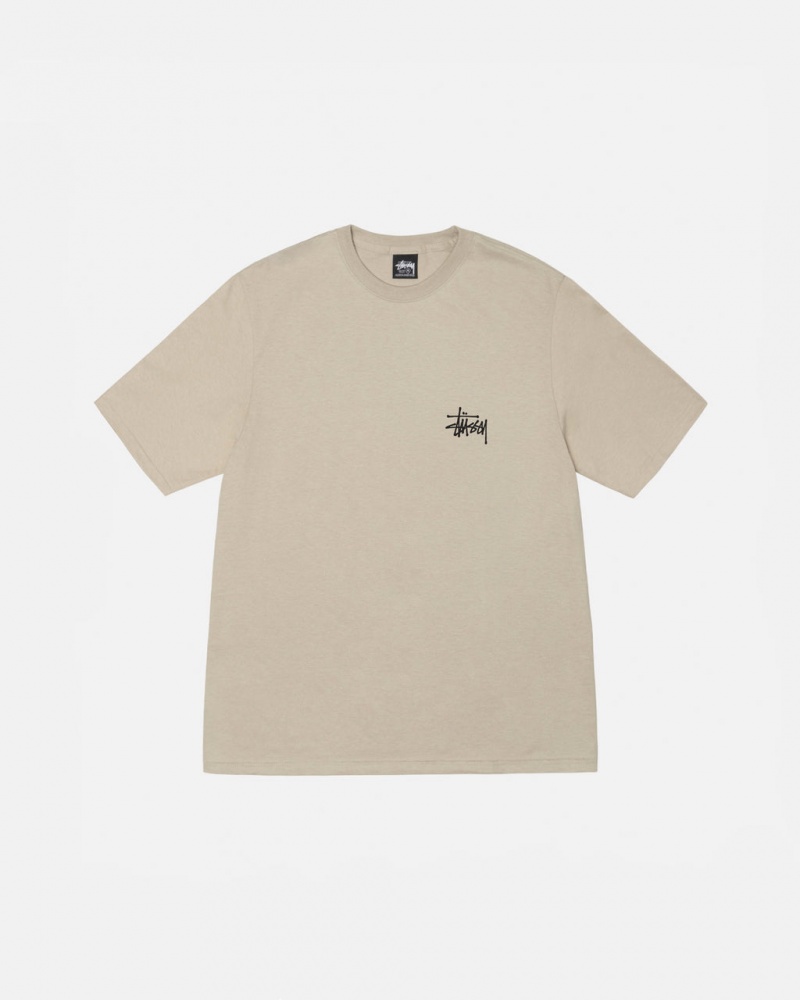 Stussy Basic Stussy Tee - Mens Kort Sleeve T-Shirt Khaki | YDKVQ80416