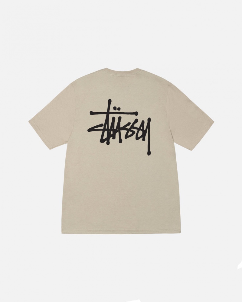 Stussy Basic Stussy Tee - Mens Kort Sleeve T-Shirt Khaki | YDKVQ80416