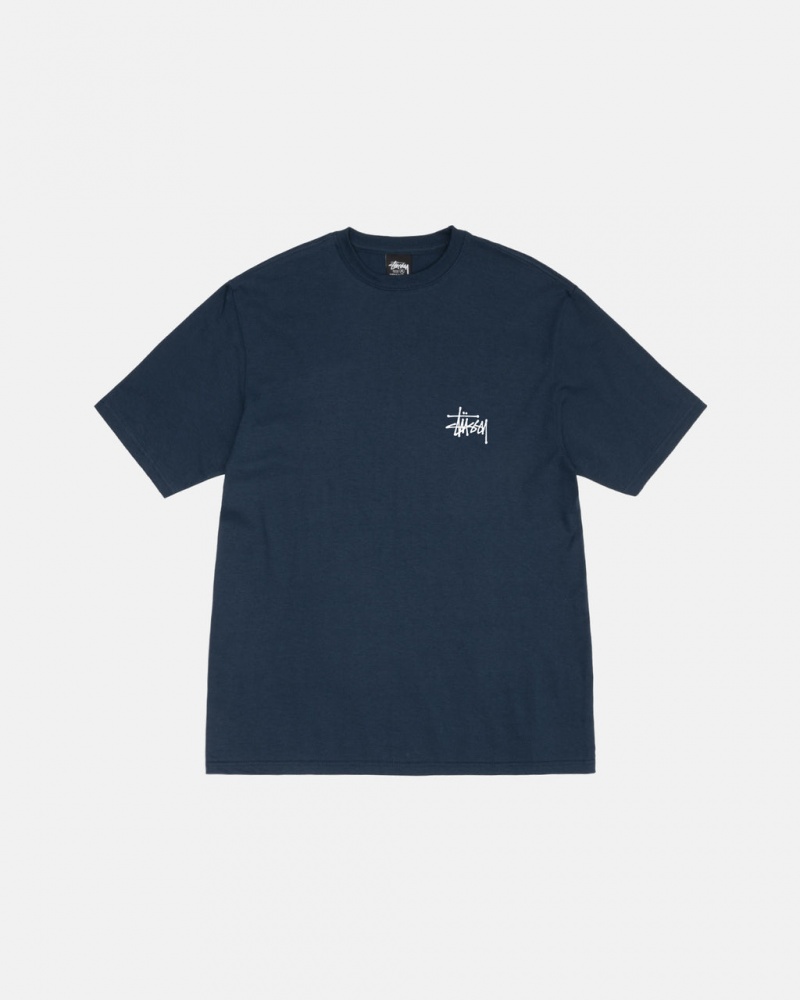 Stussy Basic Stussy Tee - Unisex Shortsleeve Mørkeblå | DKCVG89642