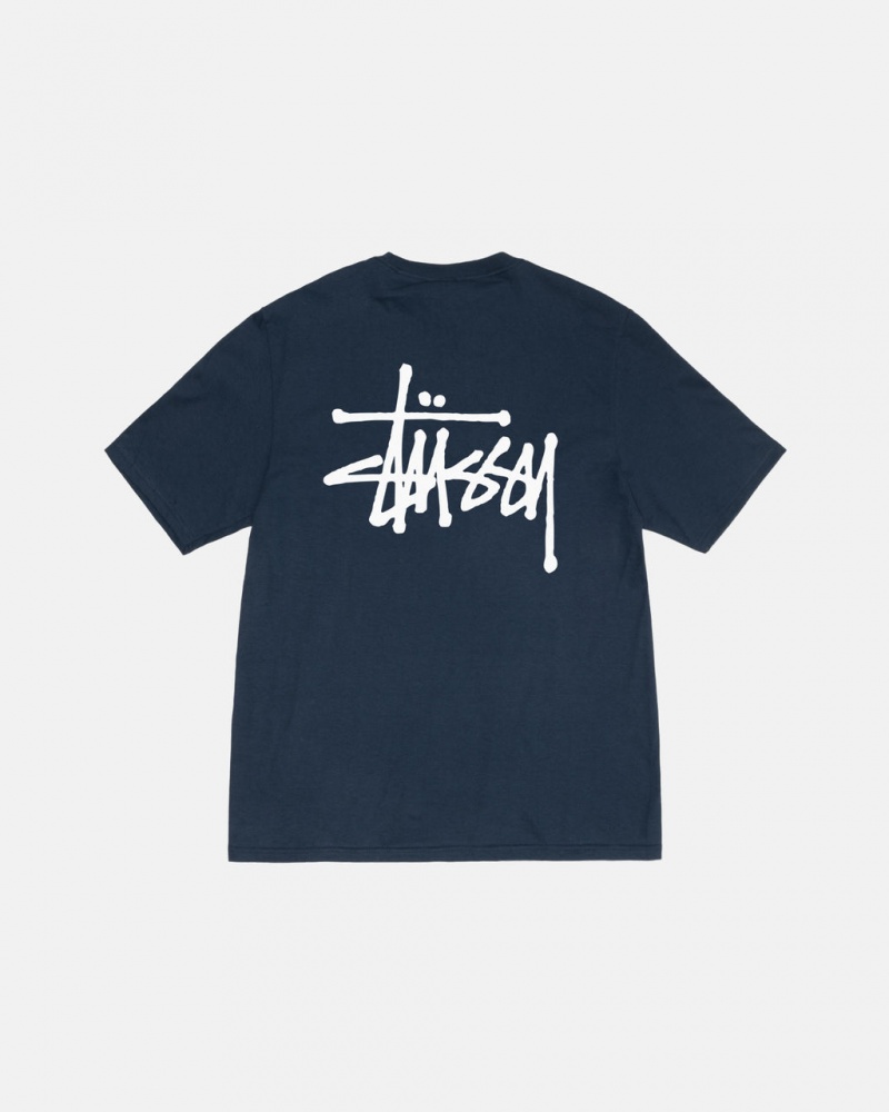 Stussy Basic Stussy Tee - Unisex Shortsleeve Mørkeblå | DKCVG89642