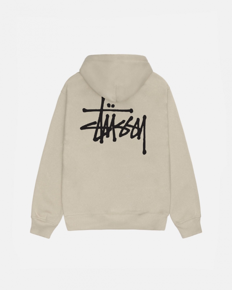 Stussy Basic Stussy Zip Hoodie - Unisex Hoodies Khaki | DKJKU78352