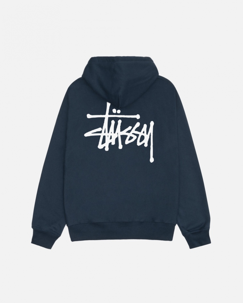 Stussy Basic Stussy Zip Hoodie - Unisex Hoodies Mørkeblå | QDKUV17178