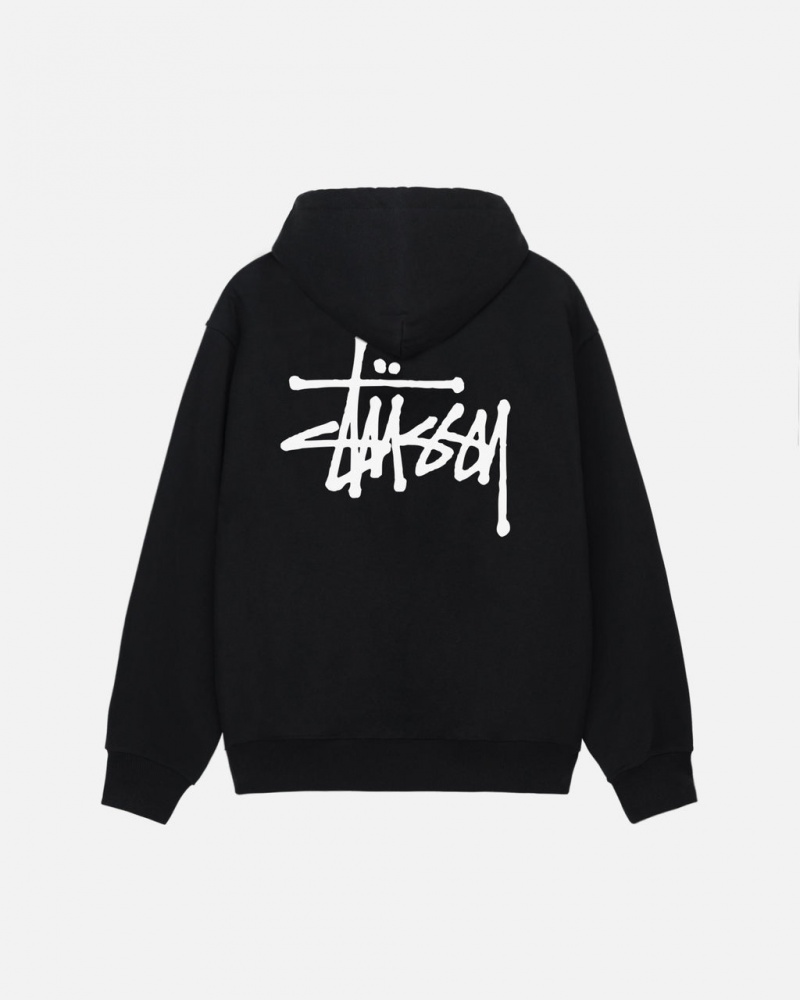 Stussy Basic Stussy Zip Hoodie - Unisex Hoodies Sort | XDKGW51272