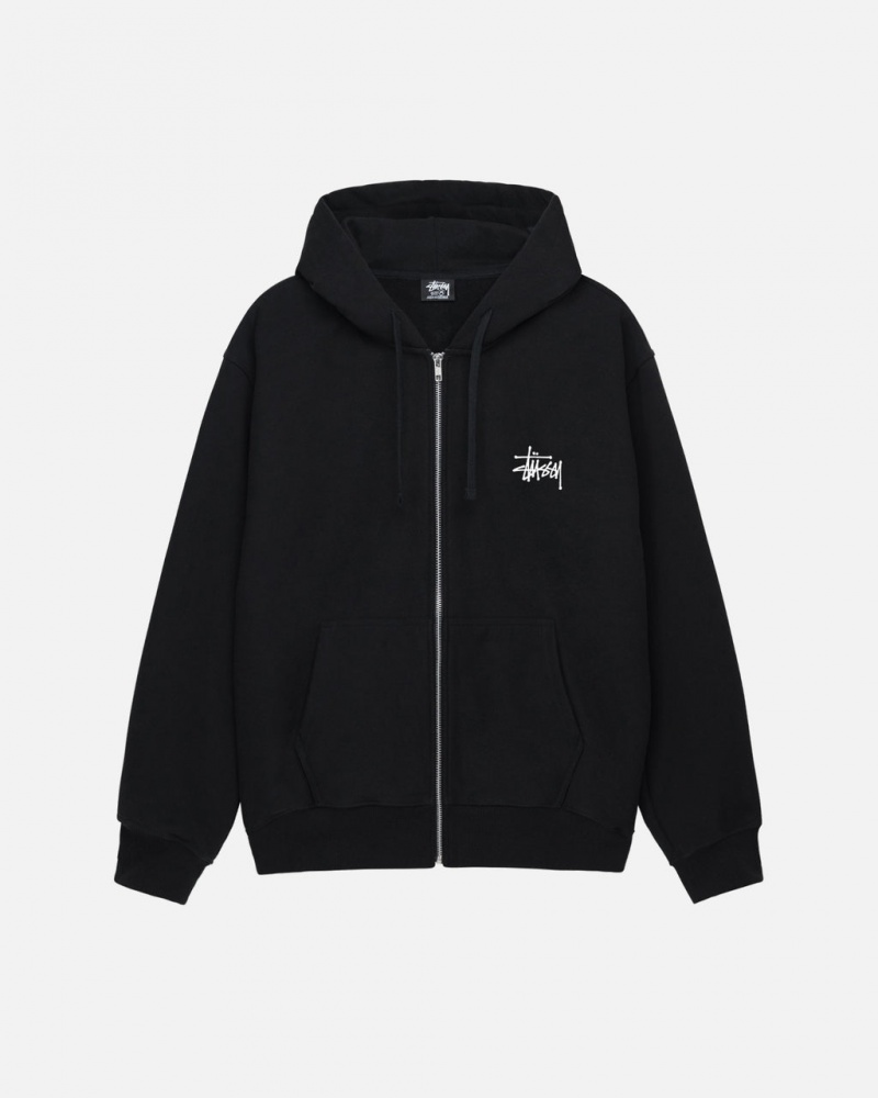 Stussy Basic Stussy Zip Hoodie - Unisex Hoodies Sort | XDKGW51272