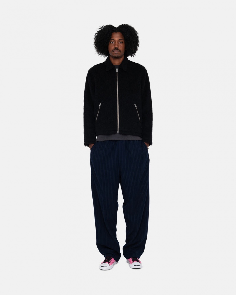 Stussy Beach Pant Uld Stripe - Unisex Pants Mørkeblå | QDKUV82384