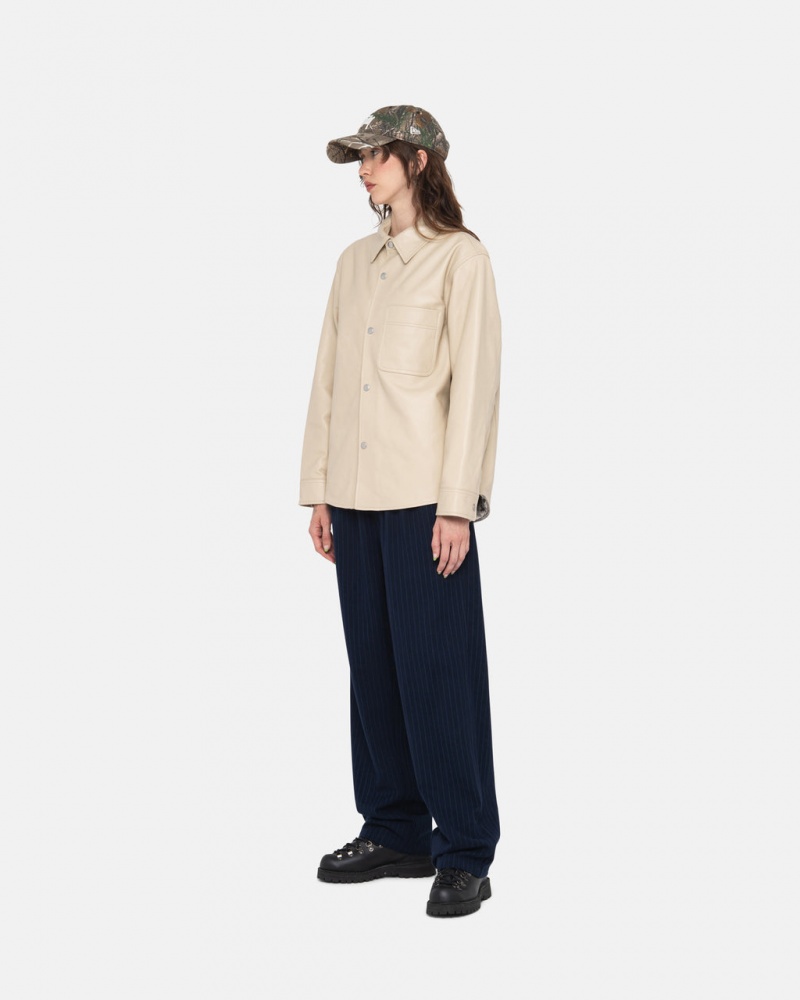 Stussy Beach Pant Uld Stripe - Unisex Pants Mørkeblå | QDKUV82384