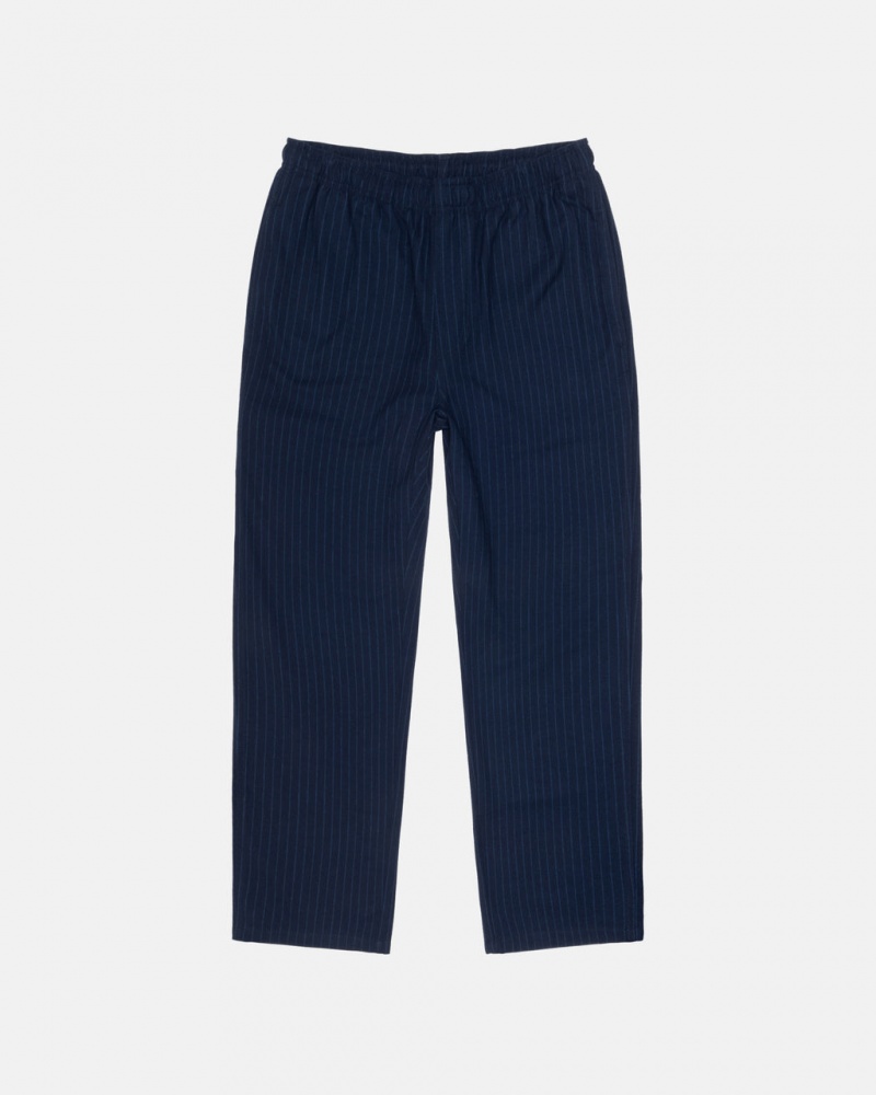 Stussy Beach Pant Uld Stripe - Unisex Pants Mørkeblå | QDKUV82384