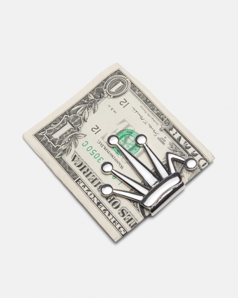 Stussy Bent Crown Money Clip - Novelty Home Sølv | DKJZR47118