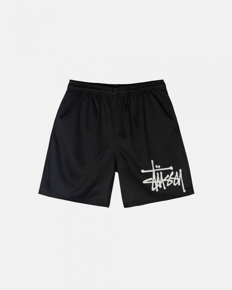 Stussy Big Basic Mesh Kort - Men&s Shorts Trunks Sort | UDKND37076