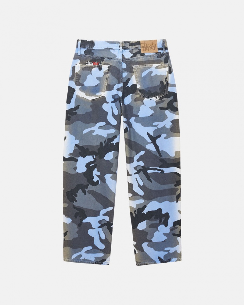 Stussy Big Ol& Jean Spray Dye Canvas - Unisex Denim Blå Camo | DKJVR64674