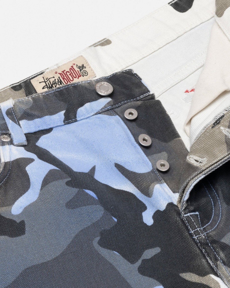 Stussy Big Ol& Jean Spray Dye Canvas - Unisex Denim Blå Camo | DKJVR64674