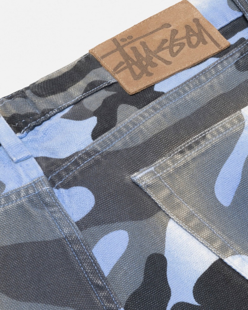 Stussy Big Ol& Jean Spray Dye Canvas - Unisex Denim Blå Camo | DKJVR64674