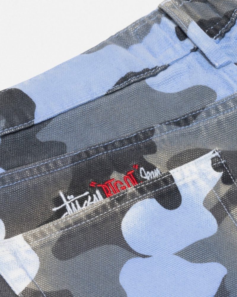 Stussy Big Ol& Jean Spray Dye Canvas - Unisex Denim Blå Camo | DKJVR64674