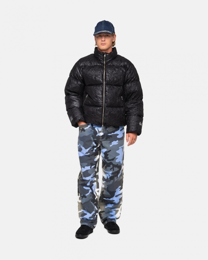 Stussy Big Ol& Jean Spray Dye Canvas - Unisex Denim Blå Camo | DKJVR64674