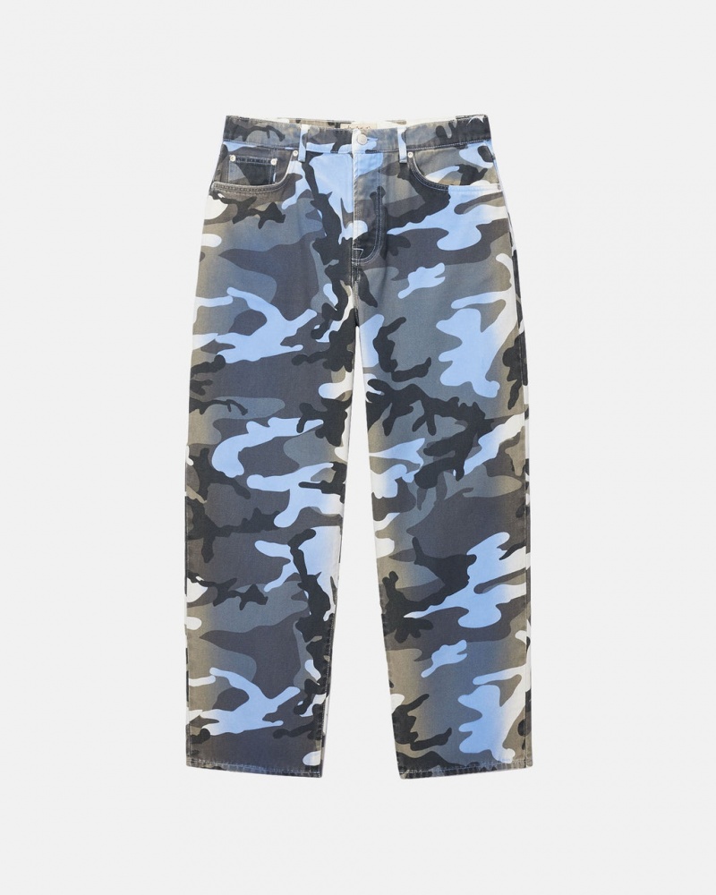 Stussy Big Ol& Jean Spray Dye Canvas - Unisex Denim Blå Camo | DKJVR64674