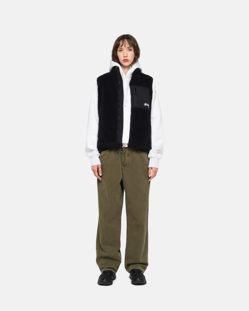 Stussy Big Ol& Jean Washed Canvas - Unisex Pants Olivengrøn | BDKSO30093