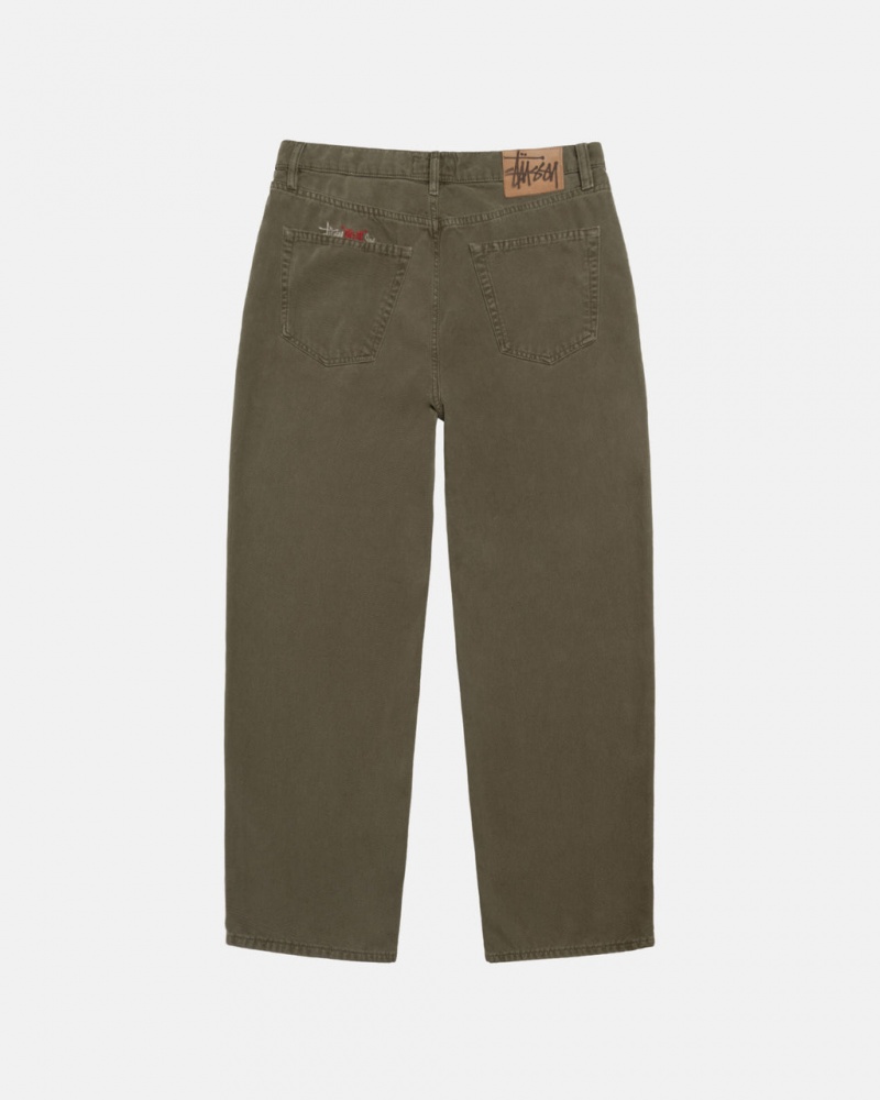 Stussy Big Ol& Jean Washed Canvas - Unisex Pants Olivengrøn | BDKSO30093