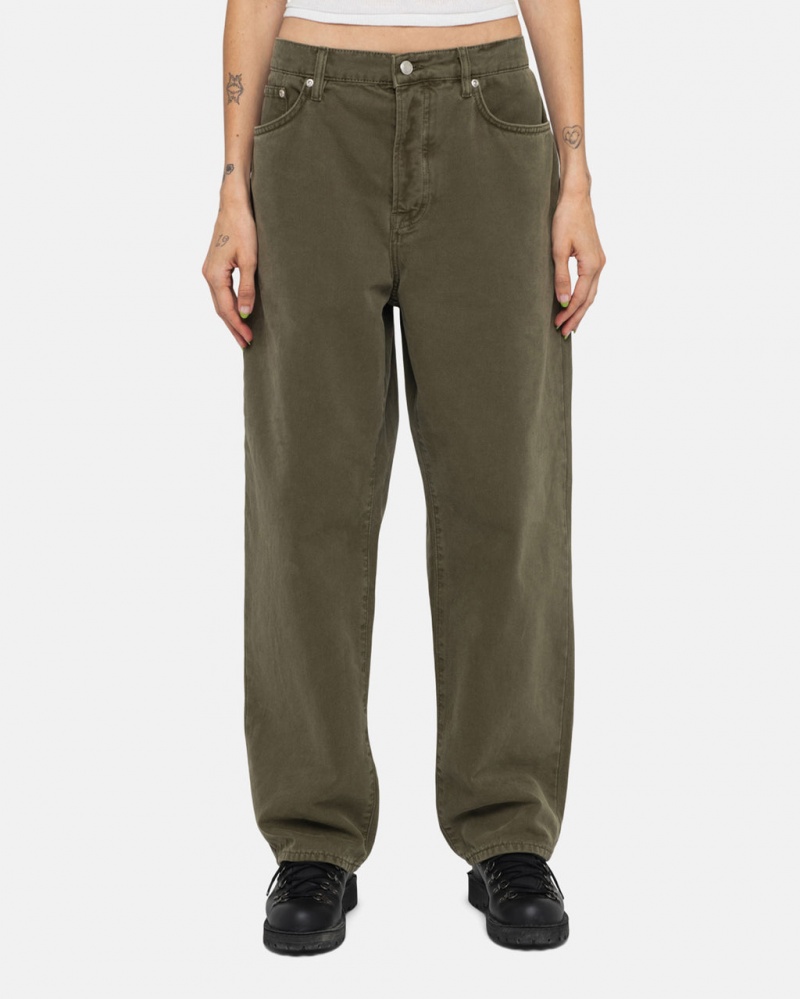 Stussy Big Ol& Jean Washed Canvas - Unisex Pants Olivengrøn | BDKSO30093