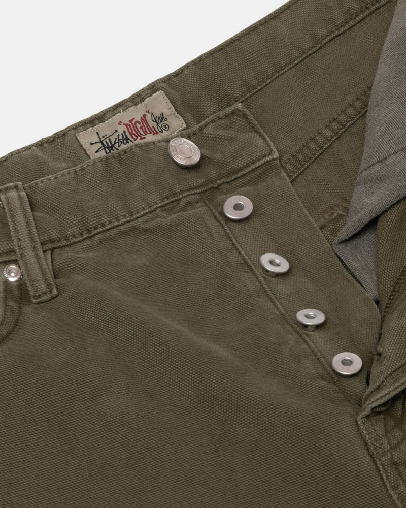 Stussy Big Ol& Jean Washed Canvas - Unisex Pants Olivengrøn | BDKSO30093