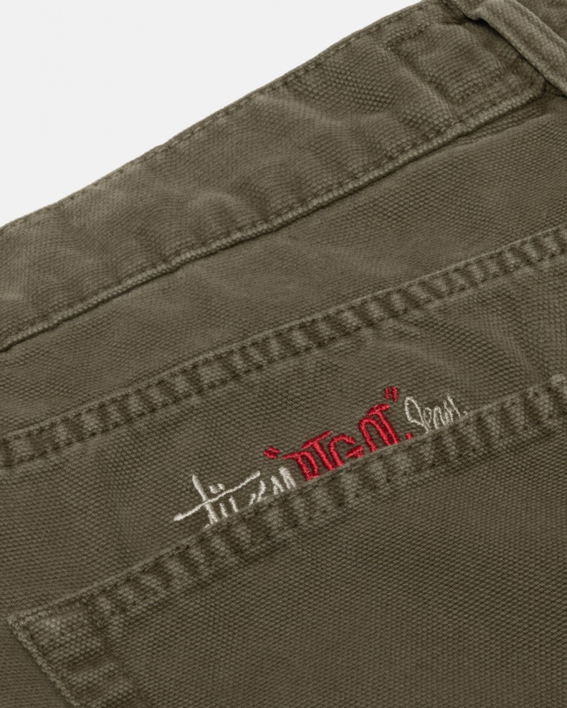 Stussy Big Ol& Jean Washed Canvas - Unisex Pants Olivengrøn | BDKSO30093