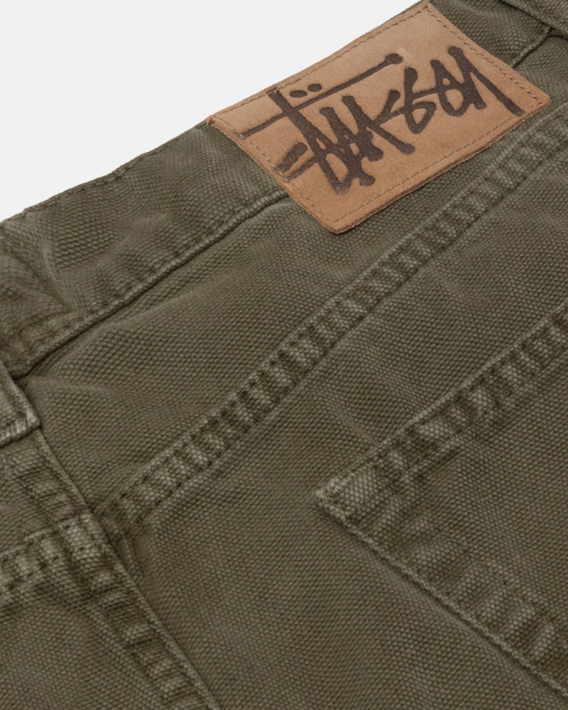 Stussy Big Ol& Jean Washed Canvas - Unisex Pants Olivengrøn | BDKSO30093