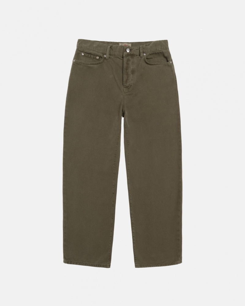 Stussy Big Ol& Jean Washed Canvas - Unisex Pants Olivengrøn | BDKSO30093