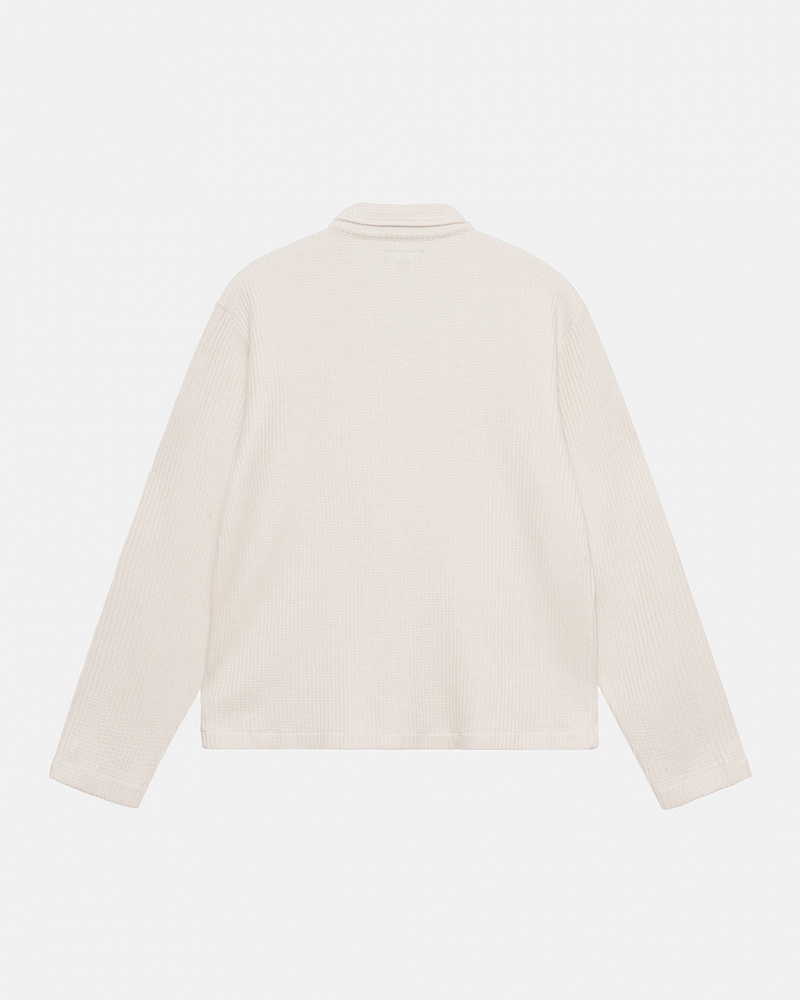 Stussy Big Thermal Zip Shirt - Unisex Tops Shirts Beige | DKXMI12245