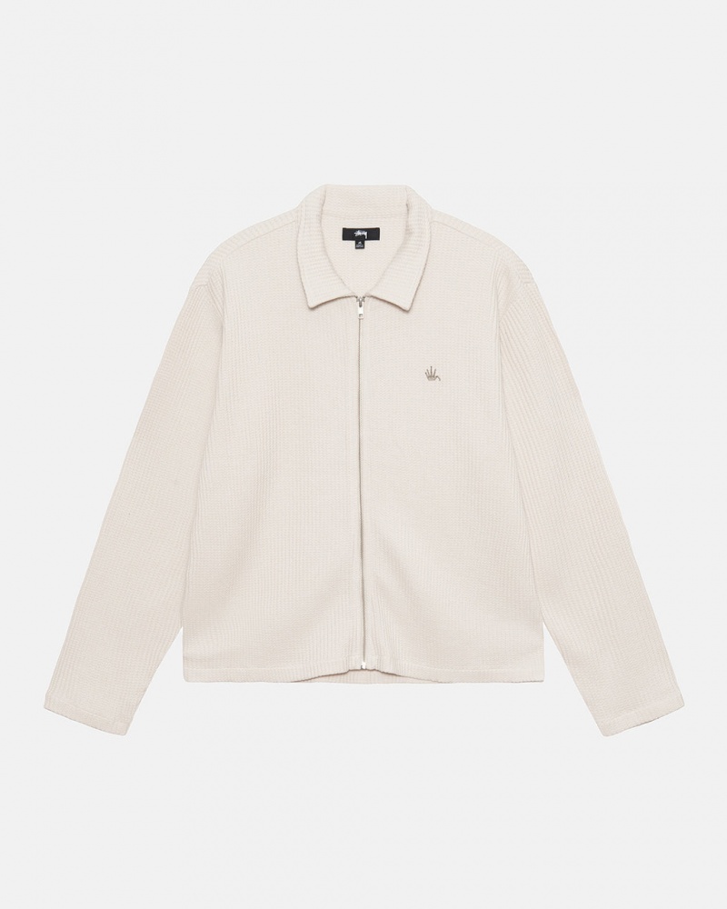 Stussy Big Thermal Zip Shirt - Unisex Tops Shirts Beige | DKXMI12245