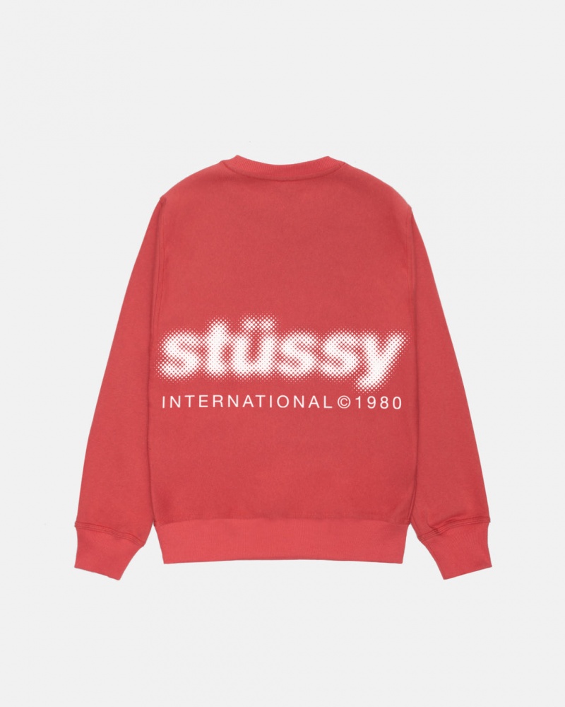 Stussy Blur Crew - Unisex Hoodies Rød | MDKHR48913