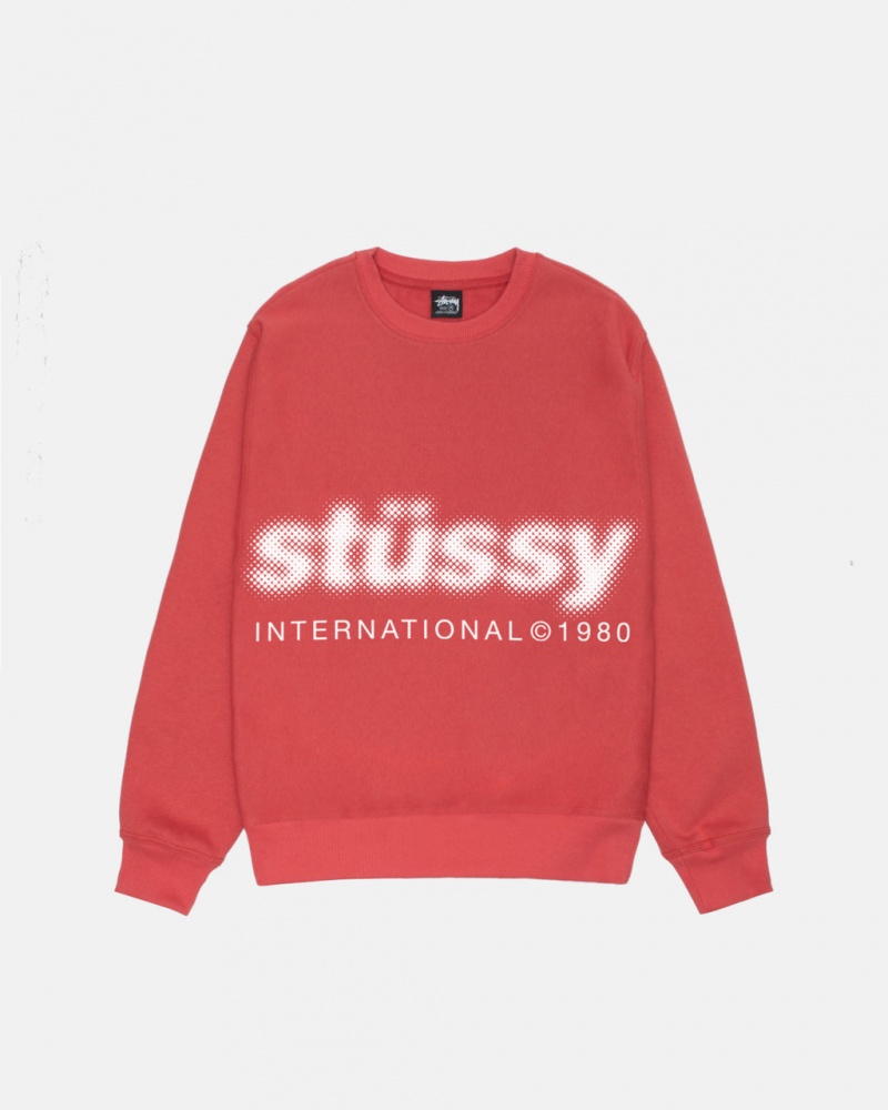 Stussy Blur Crew - Unisex Hoodies Rød | MDKHR48913